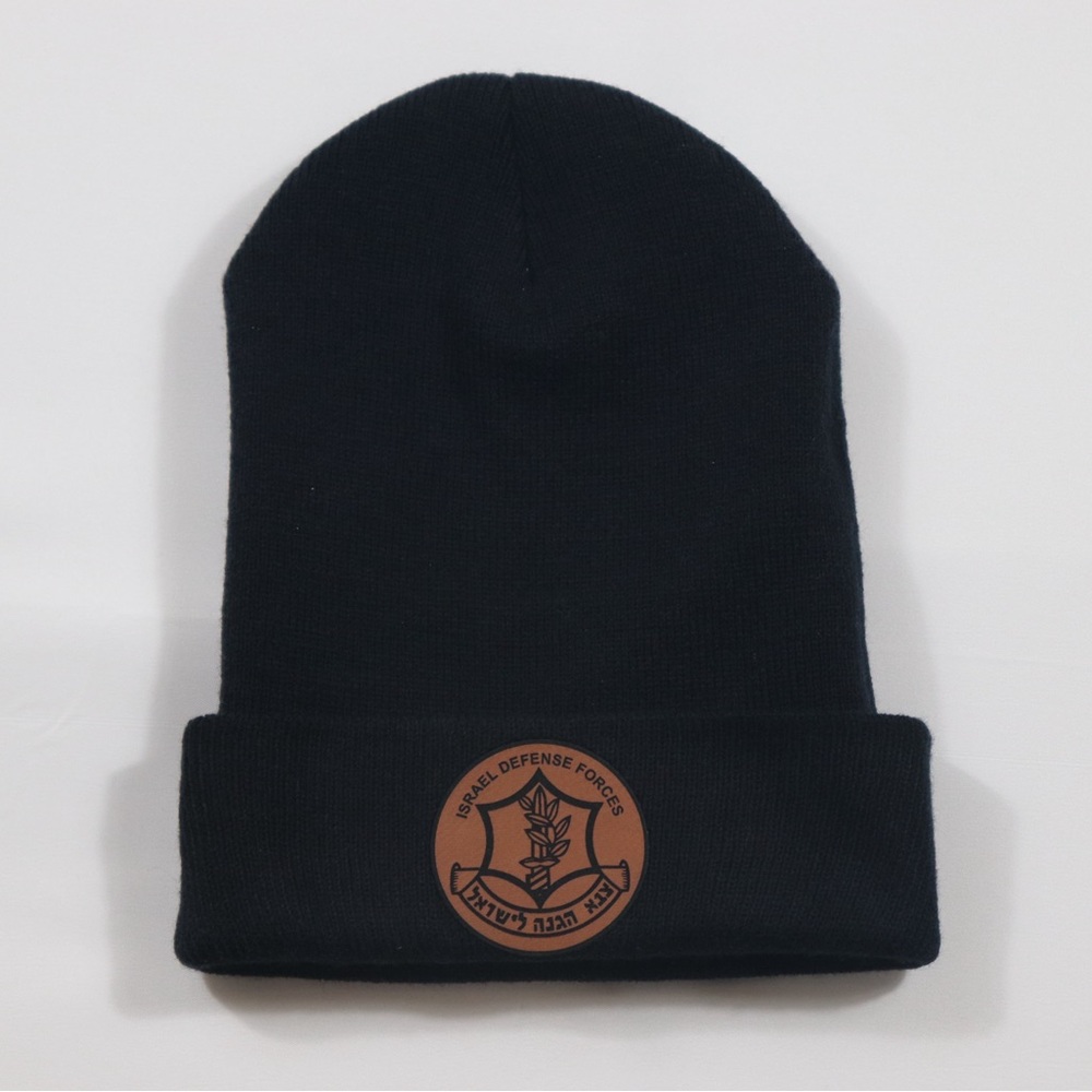 Leatherette IDF Beanie - Israel Army Hat with Patch